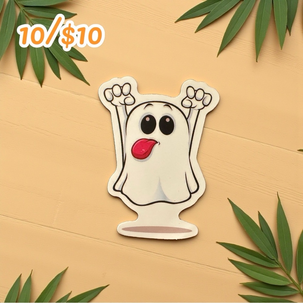 Halloween Ghost Sticker – Cute Spooky Design – Matte Finish – 2 1/2”